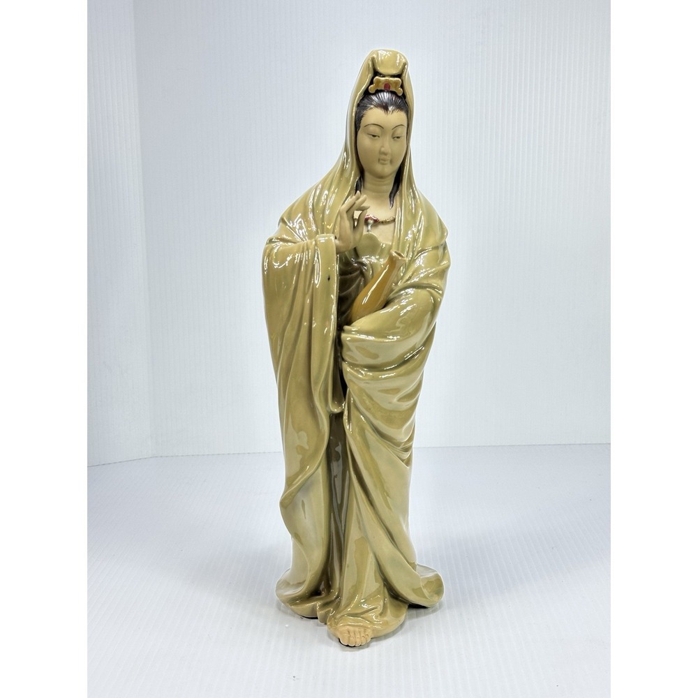Vintage Guanyin Kwan-yin Porcelain Statue Goddess Of Mercy 15" Buddhism Numbered